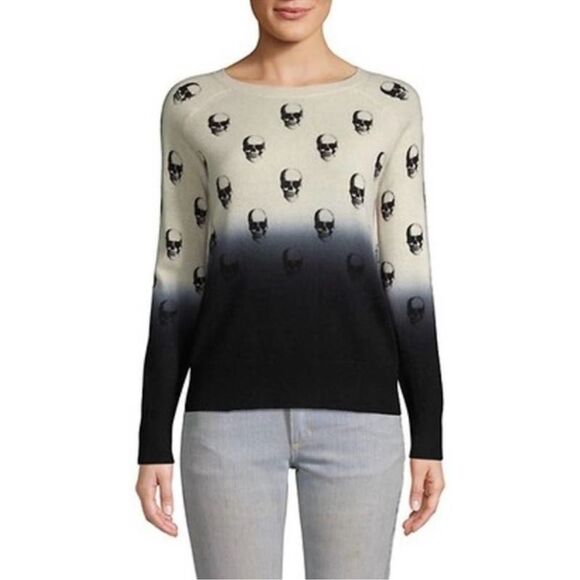 Skull Cashmere Dip Dye Ombre Skull Print Sweater Size XS - Picture 7 of 9